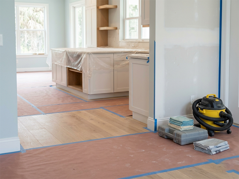 Clean and organized renovation site prepared for professional construction cleaning in Tampa Bay