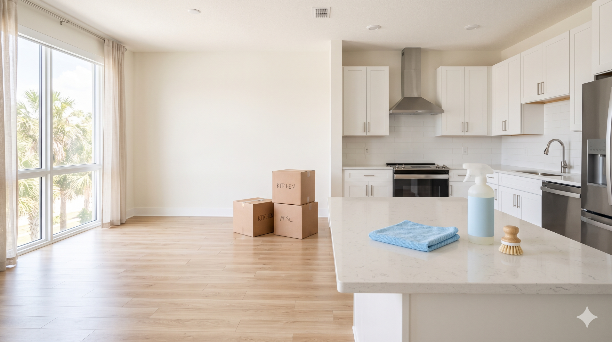 Clean empty Tampa rental apartment prepared for a move-out walkthrough