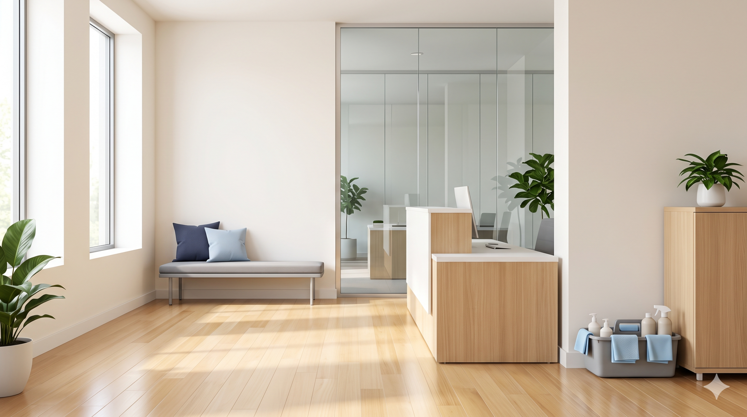 Clean modern Tampa office prepared for recurring professional cleaning