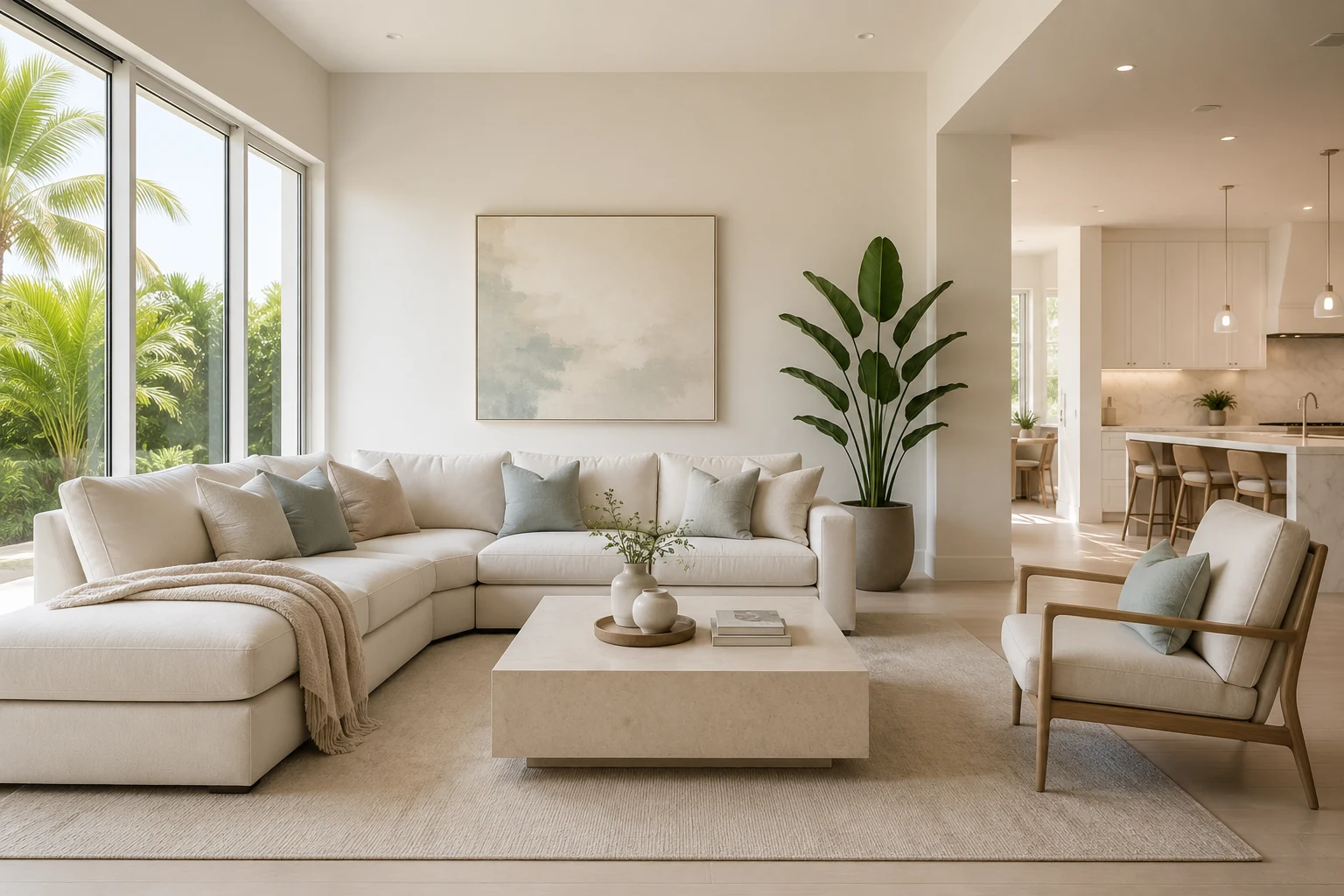 Elegant clean living room maintained with recurring house cleaning in Tampa FL
